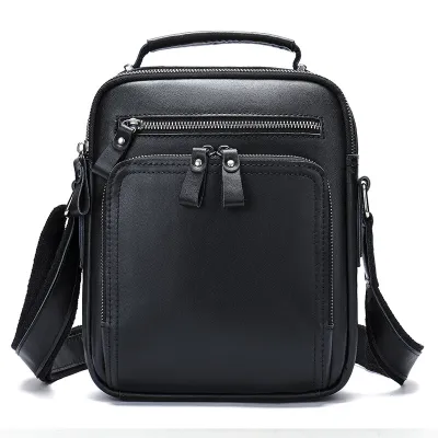 Genuine Crazy Horse Leather Men's Shoulder Messenger Bag – Retro Multi-Function Cowhide Bag
